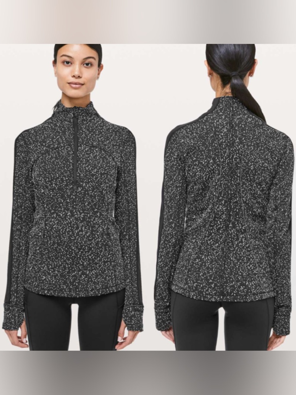 Lululemon Run Briskly 1/2 Zip in Magnetized Jacquard Black & White size 4